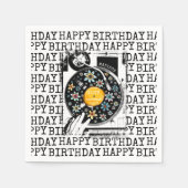 レトロフローラビニルハッピーバースデー パーソナライズされた スタンダードカクテルナプキン (正面)