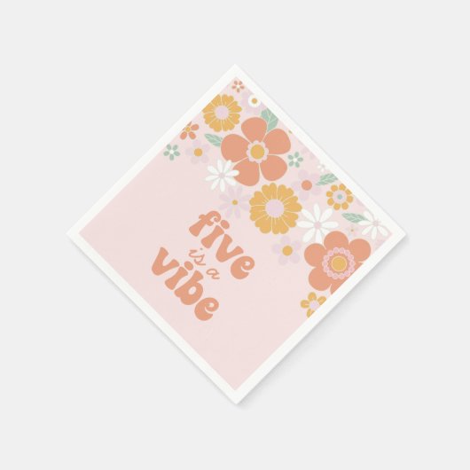 レトロフローラファイブはヴィベ5歳の誕生日だ スタンダードカクテルナプキン (角)