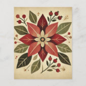 レトロフローラフォークアートポインセティアスクラップブック紙 (裏面)