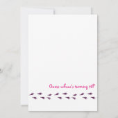 レトロフローラフクロウホットピンクSweet sixteen招待状 招待状 (裏面)