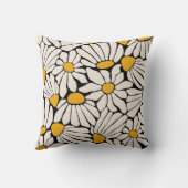 レトロフローラブラックイエローブロックプリント クッション (裏面)