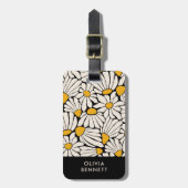 レトロフローラブラックイエローブロックプリント ラゲッジタグ (正面縦)