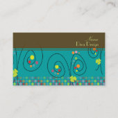 レトロフローラブーケと水玉模様ビジネスカード 名刺 (正面)