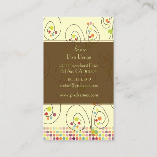 レトロフローラブーケ/水玉模様/DIY背景 名刺 (裏面)