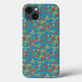 レトロフローラプリントティール（緑がかった色）Case-Mate iPadケース iPhone 13ケース
