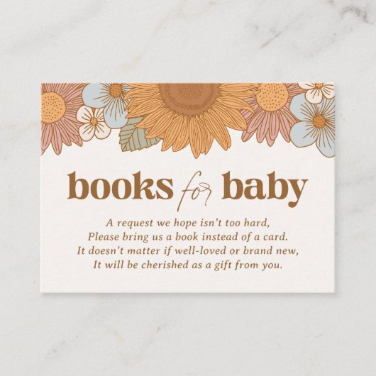 レトロフローラベビーシャワーブックベビー エンクロージャーカード (正面)
