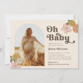 レトロフローラベビーシャワー招待状 |フォトシャワー 招待状 (正面)