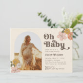 レトロフローラベビーシャワー招待状 |フォトシャワー 招待状 (スタンド正面)