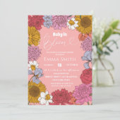 レトロフローラベビー開花ベビーシャワー招待状 招待状 (スタンド正面)