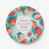 レトロフローラベリーファーストストロベリー誕生日 ペーパープレート (正面)