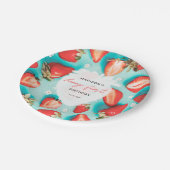 レトロフローラベリーファーストストロベリー誕生日 ペーパープレート (アングル)