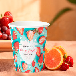 レトロフローラベリーファーストストロベリー誕生日 紙コップ