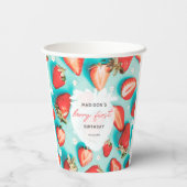 レトロフローラベリーファーストストロベリー誕生日 紙コップ (裏面)