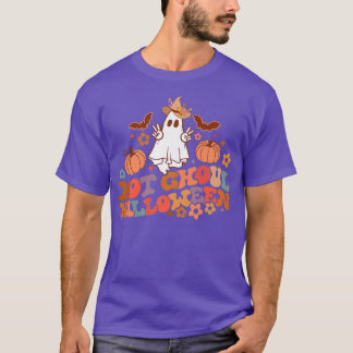 レトロフローラホットグウルハロウィーン幽霊パンプキンスポ Tシャツ