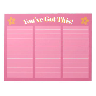 レトロフローラホットピンク&オレンジ ノートパッド