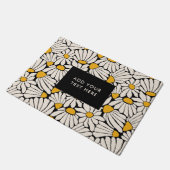 レトロフローラマスタードイエローブラック ドアマット (アングル)