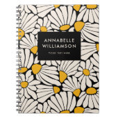 レトロフローラマスタードイエローブラック ノートブック (正面)