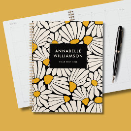 レトロフローラマスタードイエローブラック プランナー手帳