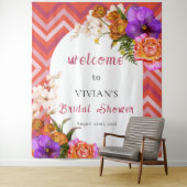 レトロフローラマゼンタ明るい赤紫色ブライダルシャワー歓迎 タペストリー (インサイチュ)