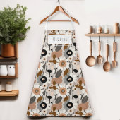 レトロフローラミッドセンチュリーネームモダンエプロン エプロン