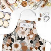 レトロフローラミッドセンチュリーネームモダンエプロン エプロン