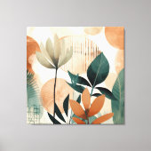 レトロフローラミッドセンチュリーモダン キャンバスプリント (正面)