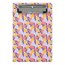 レトロフローラミニクリップボード | パープル&金ゴールドデザイン ミニクリップボード