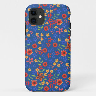 レトロフローラミニプリントBlue iPhone 5/5sケース 11 ケース