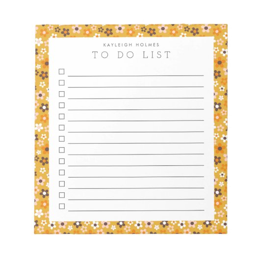 レトロフローララヴカスタムTo Doリストのメモ帳 ノートパッド (正面)