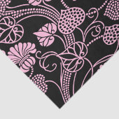 レトロフローラルパターンピンクオンブラック 薄葉紙 (詳細)