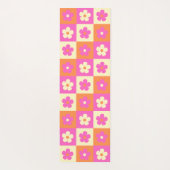 レトロフローラルパターンピンク&オレンジBOHOシック ヨガマット (裏面)