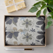 レトロフローラルパターンブルータン 薄葉紙 (ギフト)