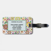 レトロフローラルパターンモノグラムイニシャルラゲージタグ ラゲッジタグ (裏面横)