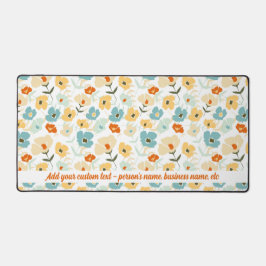 レトロフローラルパターン名前をカスタムする、任意の文字 デスクマット