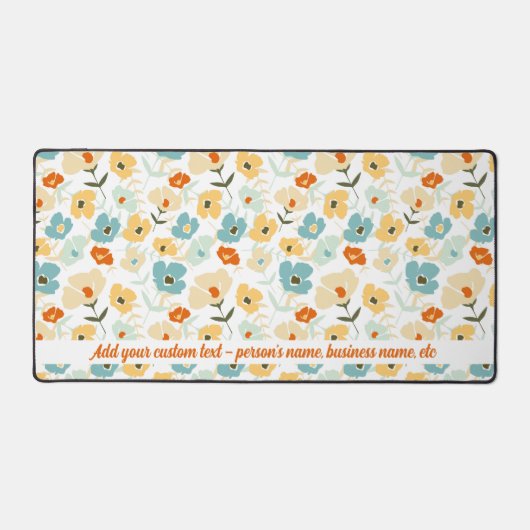 レトロフローラルパターン名前をカスタムする、任意の文字 デスクマット (正面)