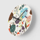 レトロフローラルパターン2 ラウンド壁時計 (傾斜)