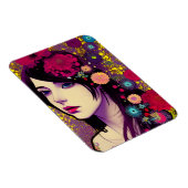 レトロフローラルパンクガールマグネット マグネット (右側)