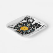 レトロフローラレコードデザインカスタム誕生日 ペーパープレート (傾斜あり)