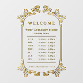 レトロフローラヴィンテージ金ゴールド営業時間 ウィンドウサイン (シート)