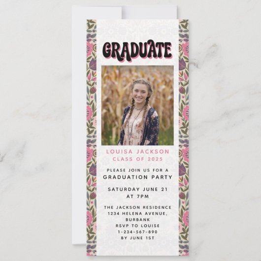 レトロフローラ卒業パーティデジタルエビテ 招待状 (正面)