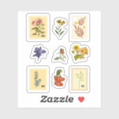 レトロフローラ及びスクラップブック作り用切手 シール (シート)