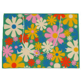 レトロフローラ可愛カラフルい花柄 ラージペーパーバッグ (正面)