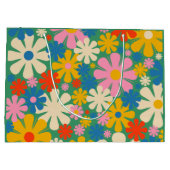 レトロフローラ可愛カラフルい花柄 ラージペーパーバッグ (裏面)