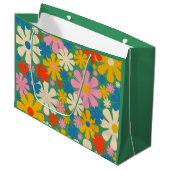 レトロフローラ可愛カラフルい花柄 ラージペーパーバッグ (正面アングル)