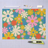 レトロフローラ可愛カラフルい花柄 薄葉紙 (クラフト)