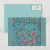 レトロフローラ孔雀 ポストカード (正面/裏面)