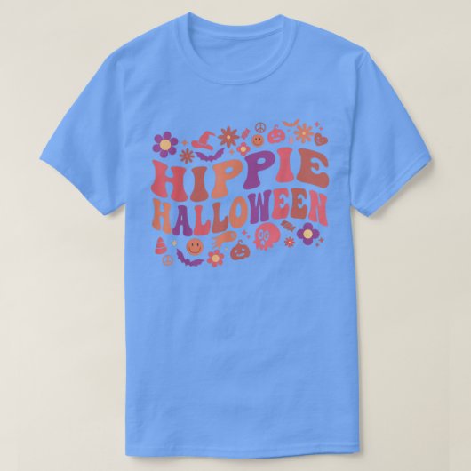 レトロフローラ幽霊Groovy Hippieハロウィーン60s 70s Tシャツ (デザイン正面)