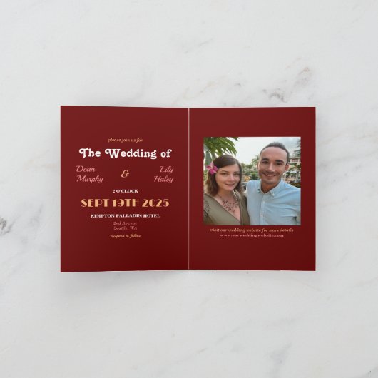 レトロフローラ折り畳み結婚式招待状 招待状 (内部)