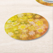 レトロフローラ抽象芸術塩水の色絵画の ラウンドペーパーコースター (アングル)
