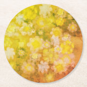 レトロフローラ抽象芸術塩水の色絵画の ラウンドペーパーコースター (正面)